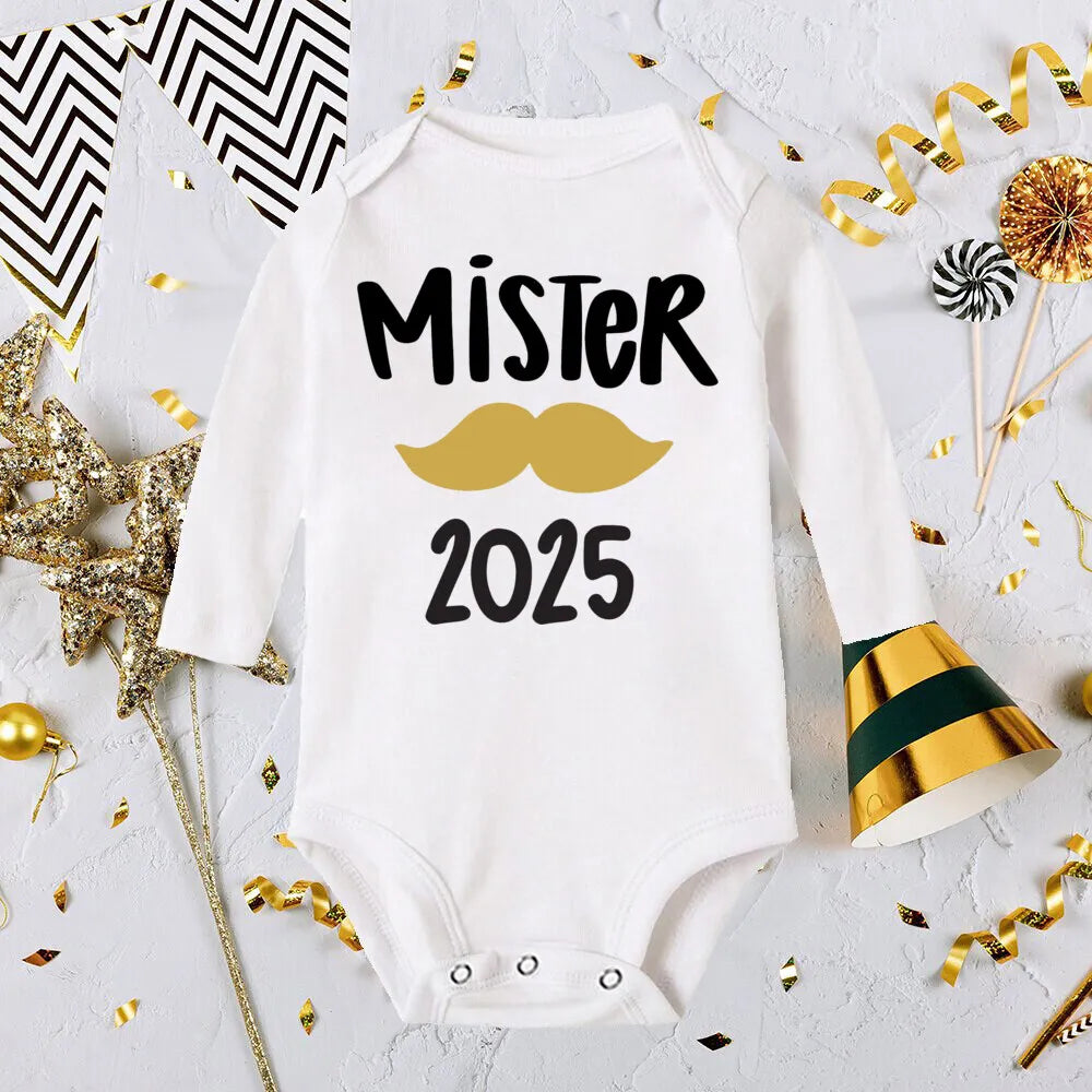 My 1st New Year Baby Boy Girl Long Sleeve Romper Fashion Casual Robe Ropa Newborn Baby Bodysuit New Year Holiday Best Gift