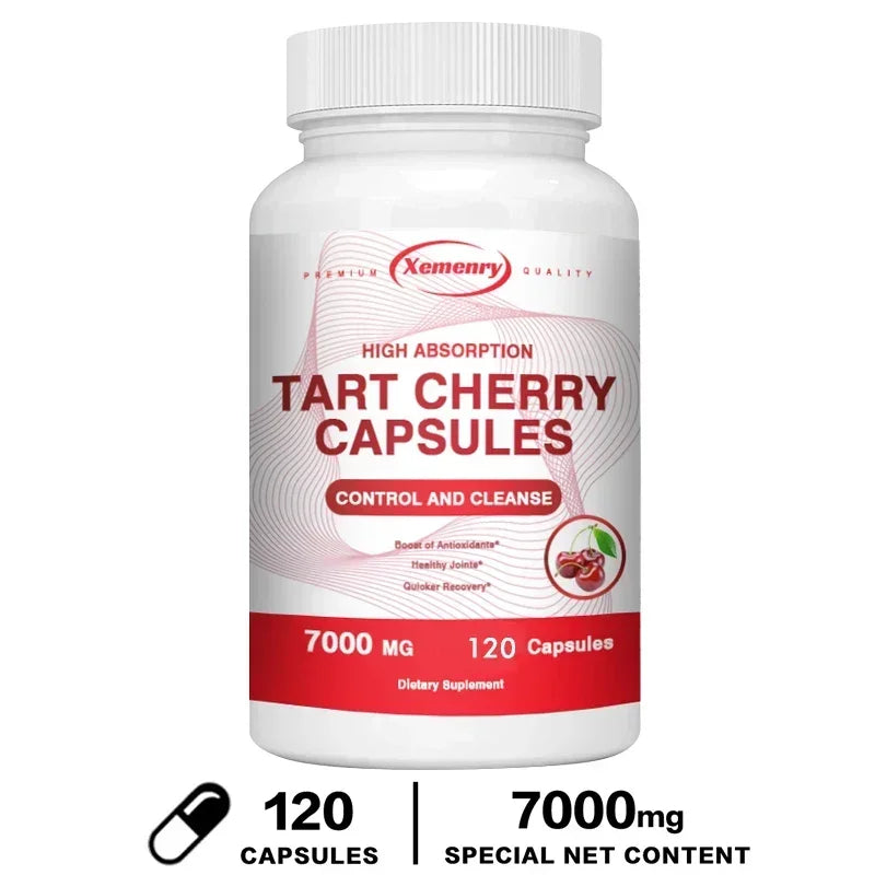 Tart Cherry Capsules - Promotes Joint Health, Relieves Pain, Promotes Natural Detoxification, Support Sleep & Joint Health