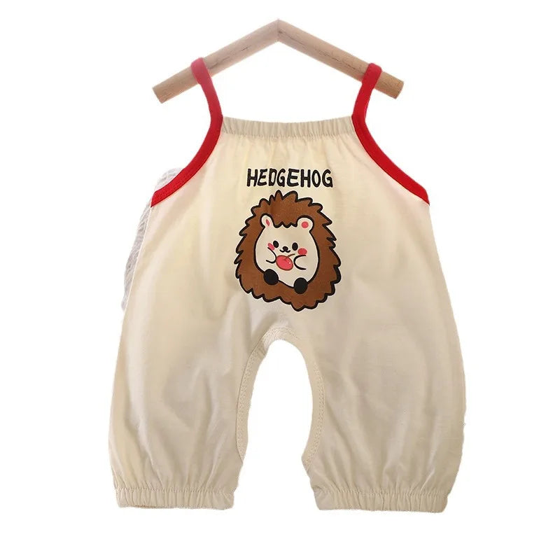 2024 New Summer Baby Boys' Thin Style Romper Pajamas Girls' Open Crotch Newborn Children's Jumpsuit Romper