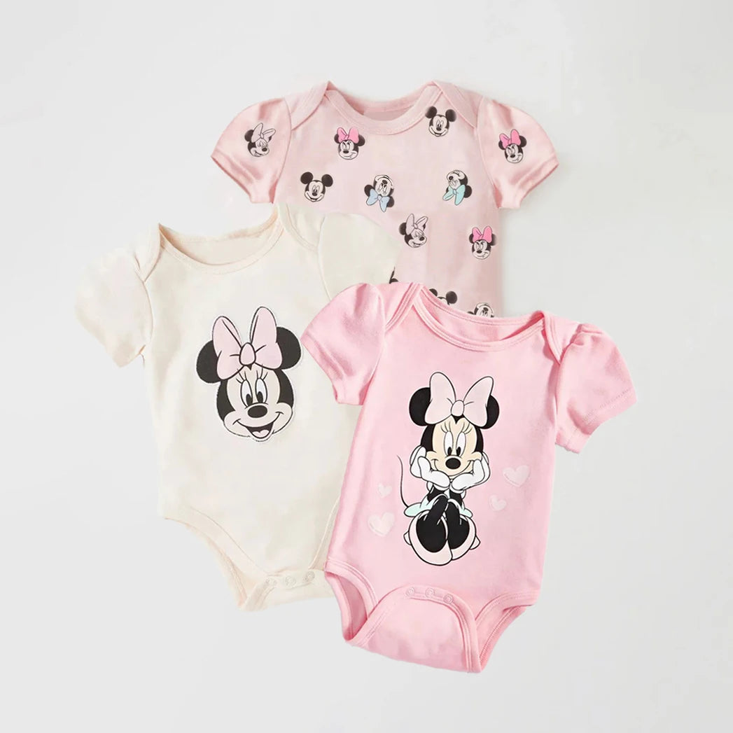 3Pcs Mickey Minnie Baby Boys Rompers Summer Spring Soft Cotton Baby Girls Climbing Clothes Newborn Bodysuits