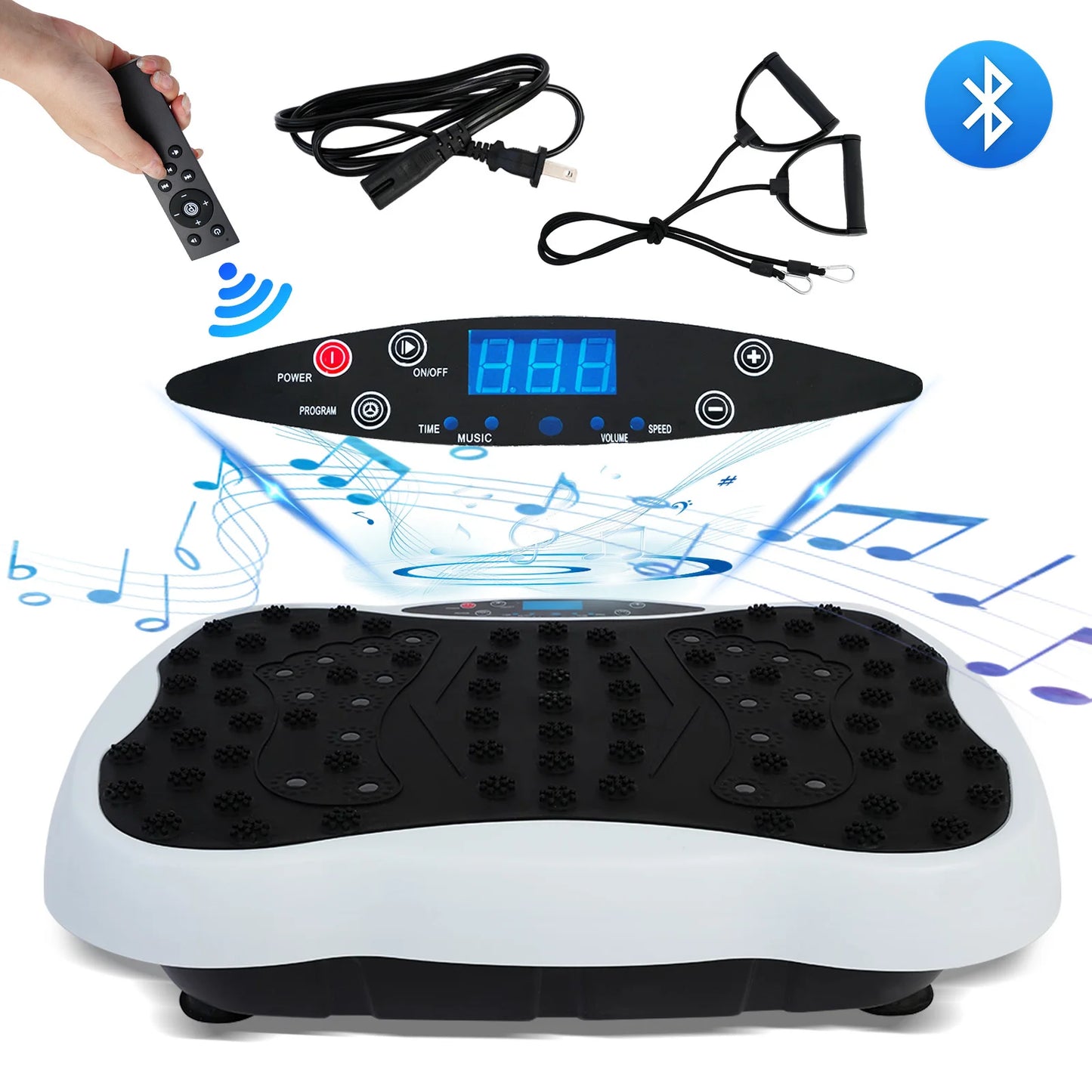 Full-Body Vibration Plate Exercise Machine Fitness Equipment Workout 330lbs Weight Loss with Resistance Bands Remote Control