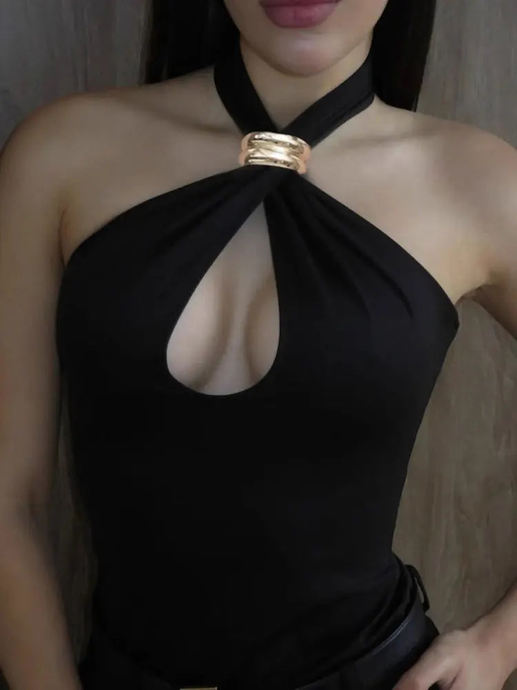 Tossy Summer Fashion Sexy Vest Top For Women Hollow Out Backless Twist Solid Cropped Y2k Top Patchwork Female Short Tank Top New