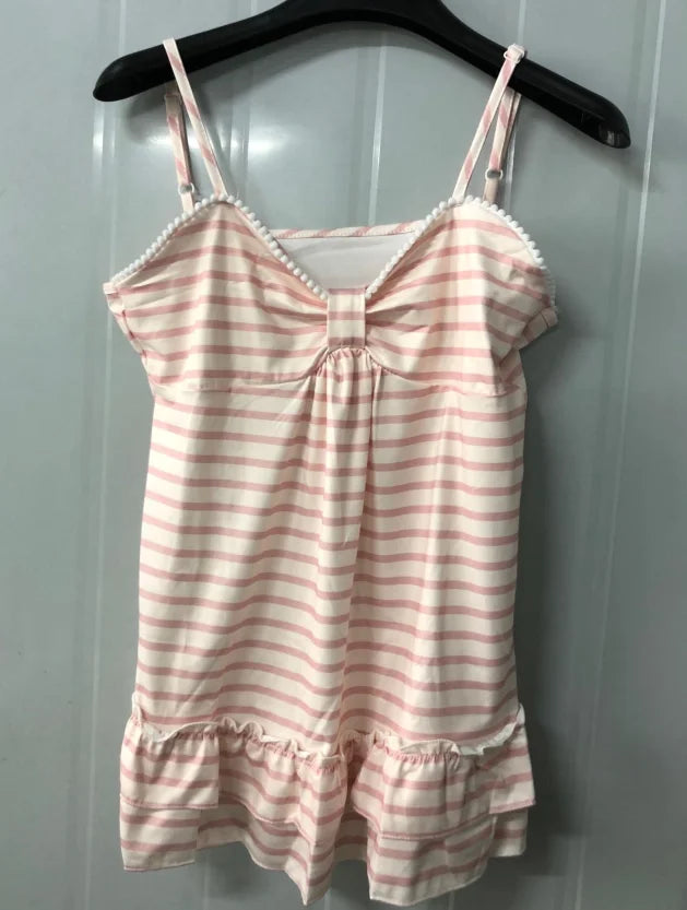 Japanese Sweet Vest Women Clothing Vintage Striped Sleeveless Tees Fashion Summer Camis Ruffles Slim Fit Vintage Tank Ropa Mujer