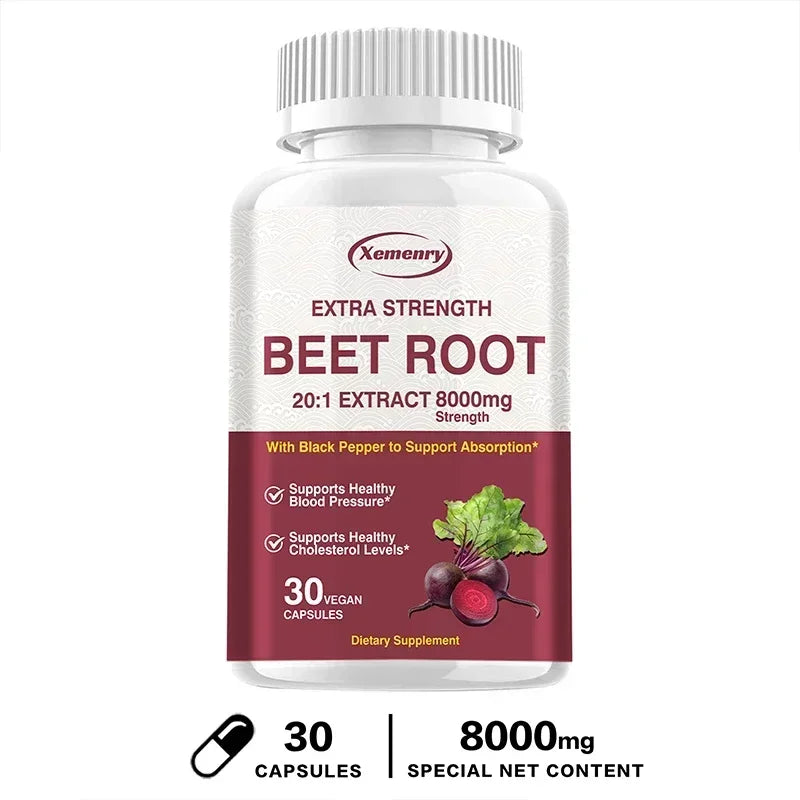 Beet Root Capsules - Natural Organic Stabilizer, Supports Healthy Blood Pressure, Enhances Immunity, and Improves Absorption