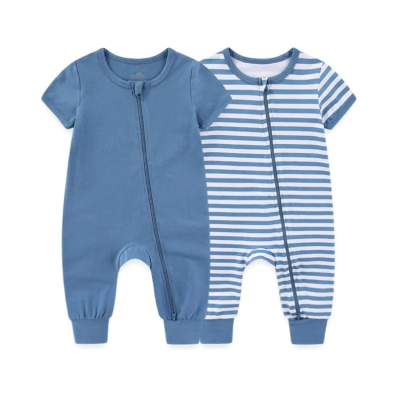 2 Pcs/Lot Simple Baby Unisex Short Sleeve Rompers 0-24 Months Baby Boy Girl Jumpsuits Spring Summer Infant Clothes