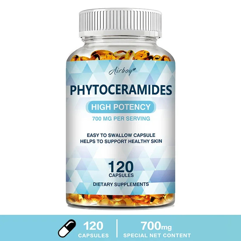 Phytoceramides Capsules - Natural Anti-Aging Skin & Hair Vitamins for Collagen Boost & Rejuvenation