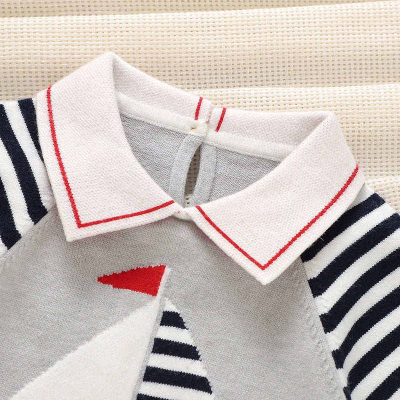 Boy Baby Rompers Knit Infant Jumpsuit Short Sleeve Summer Newborn Kid  Clothing 0-18M Overalls Fashion Turn-down Collar Playsuit