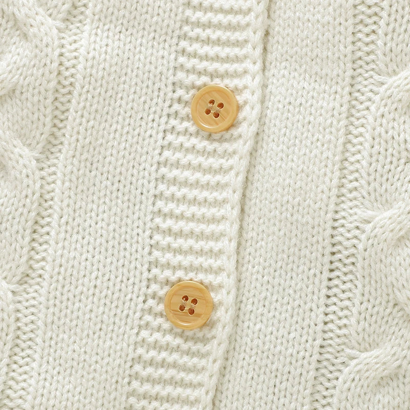 Newborn Baby Romper Knitted Infant Boy Girl Jumpsuit Outfits Long Sleeve Autumn Kid Clothes Hat 2PCS 0-9M Overalls Fashion Solid