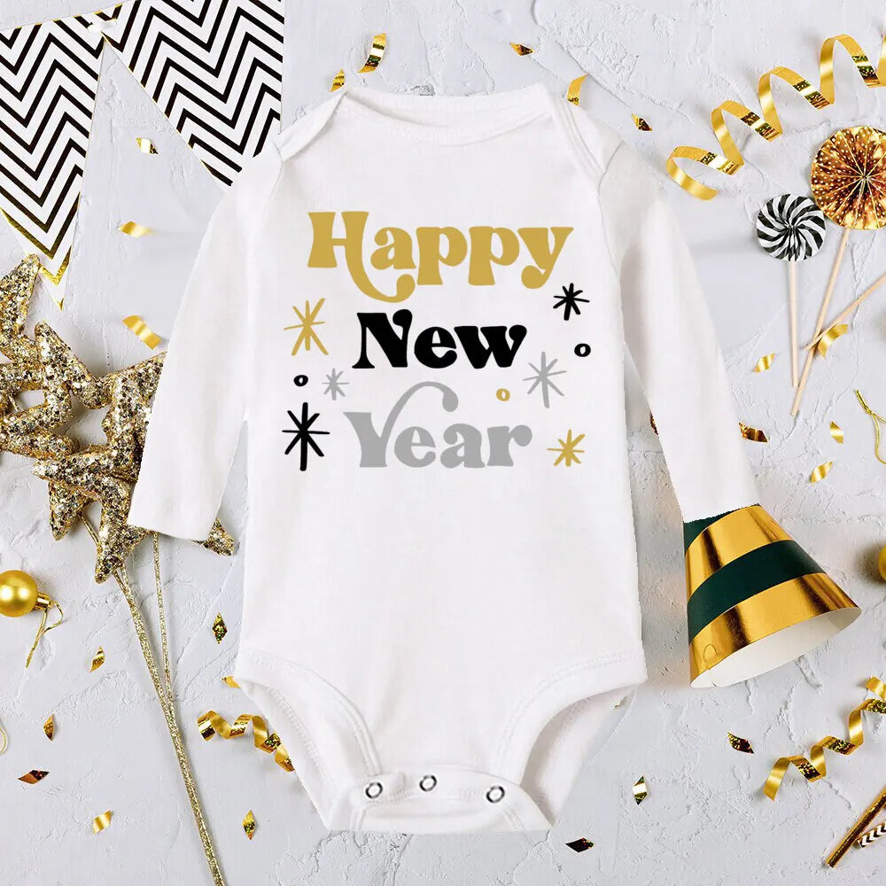 My 1st New Year Baby Boy Girl Long Sleeve Romper Fashion Casual Robe Ropa Newborn Baby Bodysuit New Year Holiday Best Gift