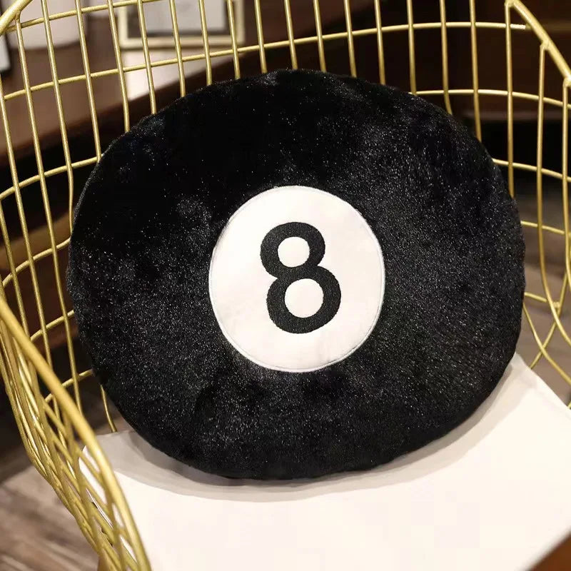 Nice Simulation Billiards 8 Ball Plush Pillow Stuffed Soft Eight Pool Players Home Decor Indoor Sport Creative Gift