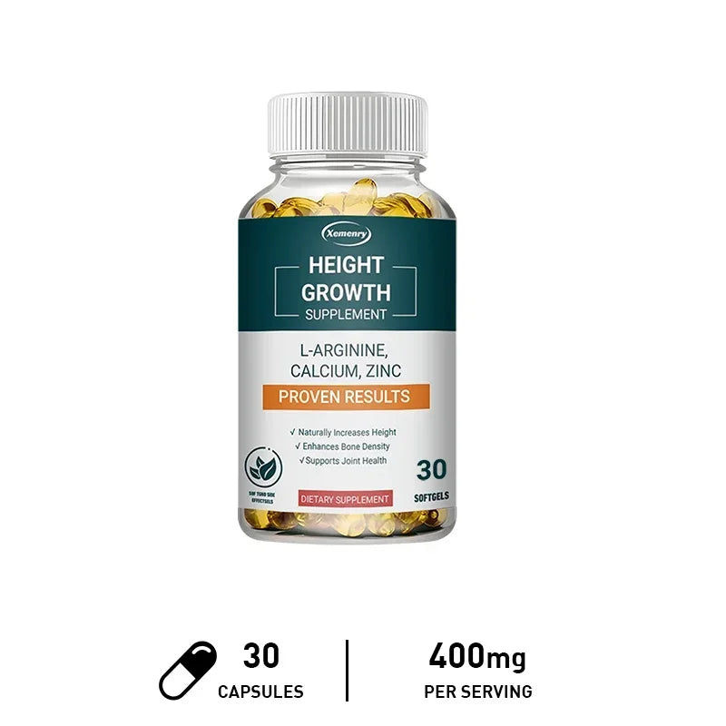 Height Gaining Supplement - Calcium L-Arginine Vitamin D3 Zinc Supplement - Promotes Bone Growth - Helps Natural Height Growth
