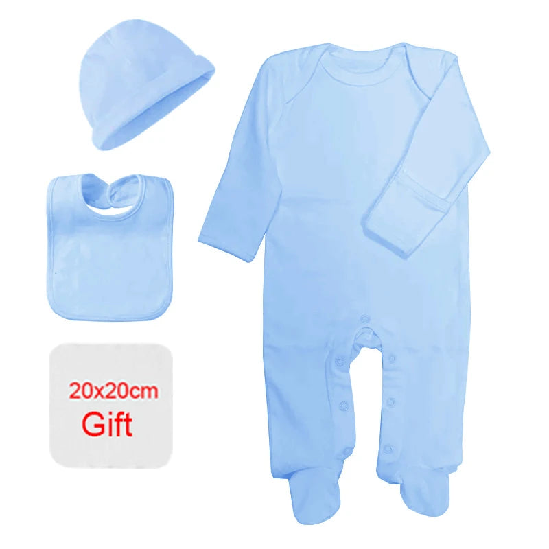 4 Pcs Cotton Newborn Baby Clothing Set Romper Bonnet Bibs Hospital Kit Sleepsuit Jumpsuit Growing One-Pieces Grows Nursery Roupa