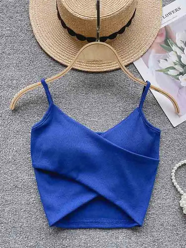  Irregular Casual Sport Camisole Women Strap Design Solid Fashion 2025 Y2K Elegant Ladies Chic Slim Tank Tops